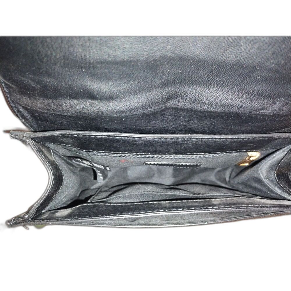 Badgley Mischka Vegan Leather Black Crossbody Purse Gold Chain Studded Punk - Picture 5 of 7